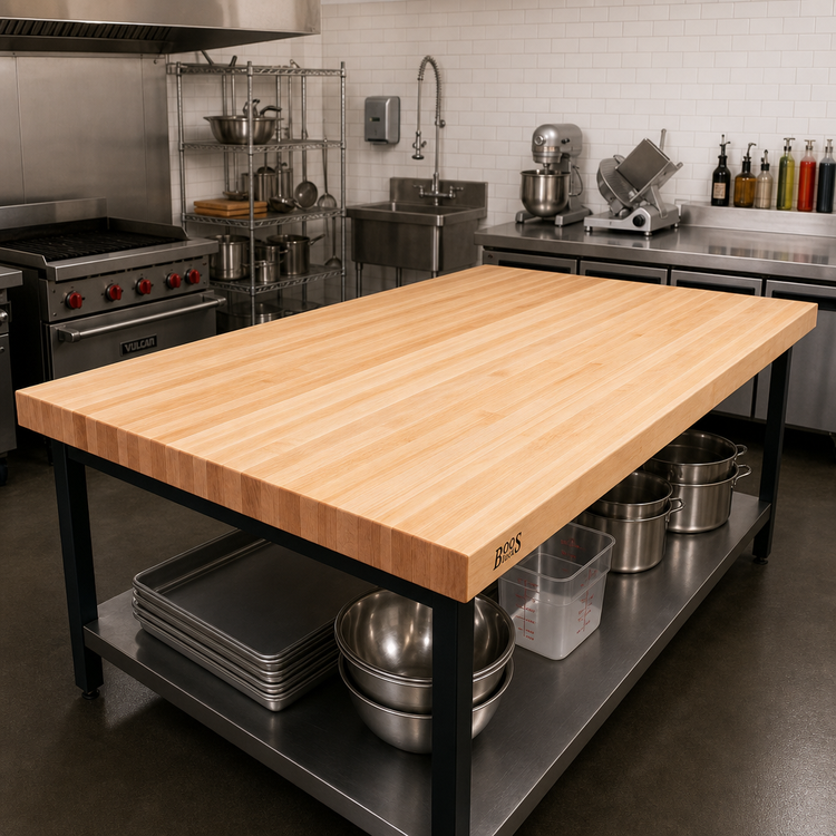 Product image #2 for Boos Block 96" x 48" x 3" Edge Grain Maple Kitchen Countertop, Varnique Finish