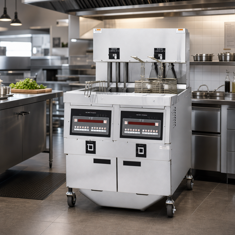 Product image #2 for Henny Penny OEA-322 2-Well Electric Auto Lift Open Fryer with Built-In Filtration