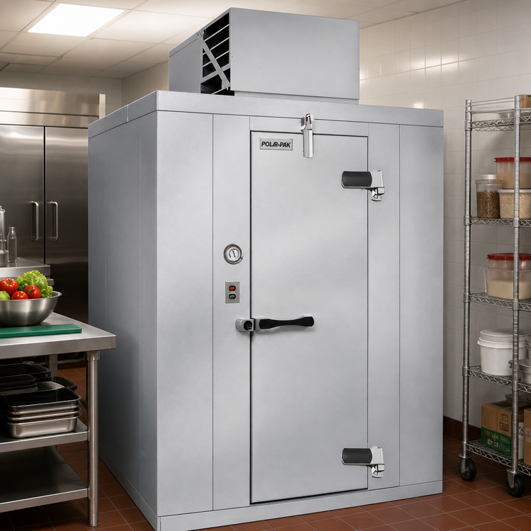 Product image #2 for Polar-Pak 8' x 10' Indoor Walk-In Cooler with Floor and Top-Mounted Self-Contained Refrigeration