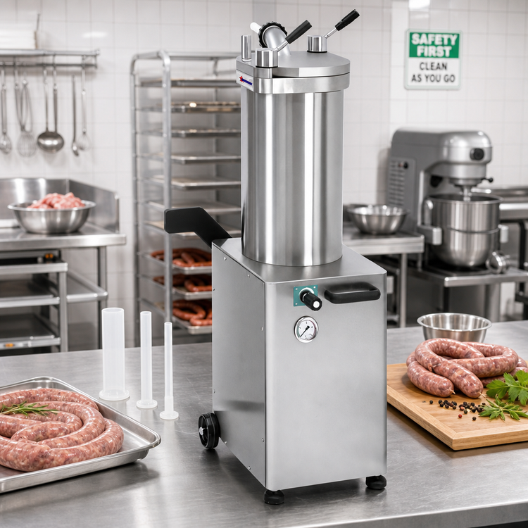 Product image #2 for Trento 48 lb Automatic Vertical Hydraulic Piston Sausage Stuffer with Fixed Barrel