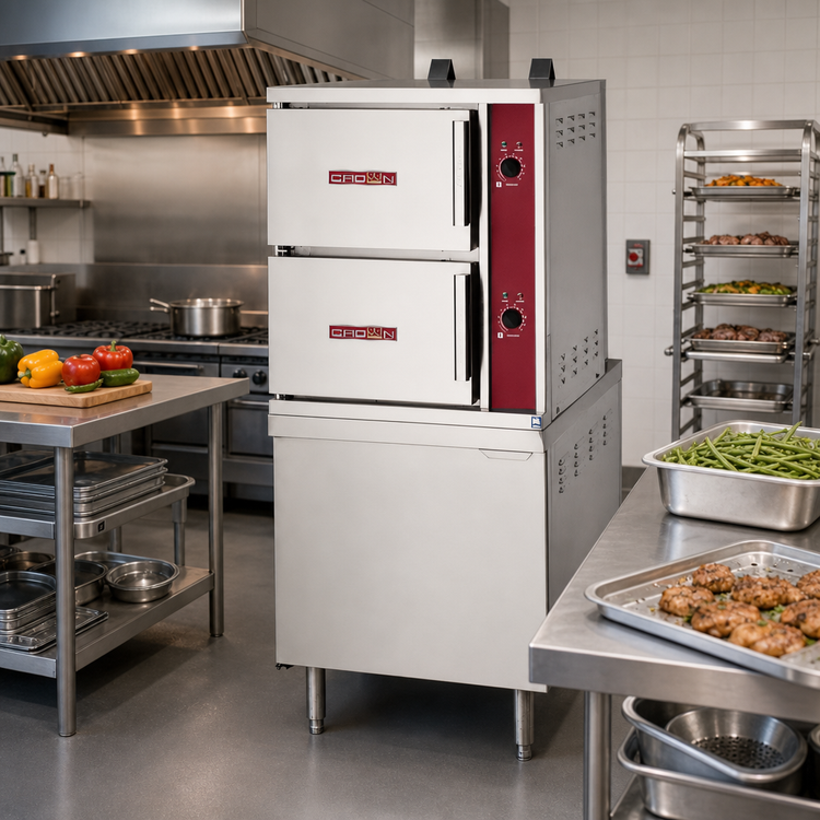 Product image #2 for Crown GCX-2-36 Two-Compartment Full-Size Gas Convection Steamer with 36-Inch Cabinet Base