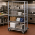 Thumbnail image #2 for Quantum Mobile Enclosure Cart with 4 Wire Shelves, Chrome Plated Finish, 60 x 24 x 70 Inches