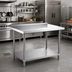 Thumbnail image #2 for 60-Inch x 30-Inch Stainless Steel Worktable with 2-Inch Rear Backsplash and Undershelf