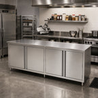Thumbnail image #2 for John Boos 4CH4-3096 96 x 30-Inch Enclosed Work Table, 14-Gauge 300 Series Stainless Top, Cabinet Base with Hinged Doors