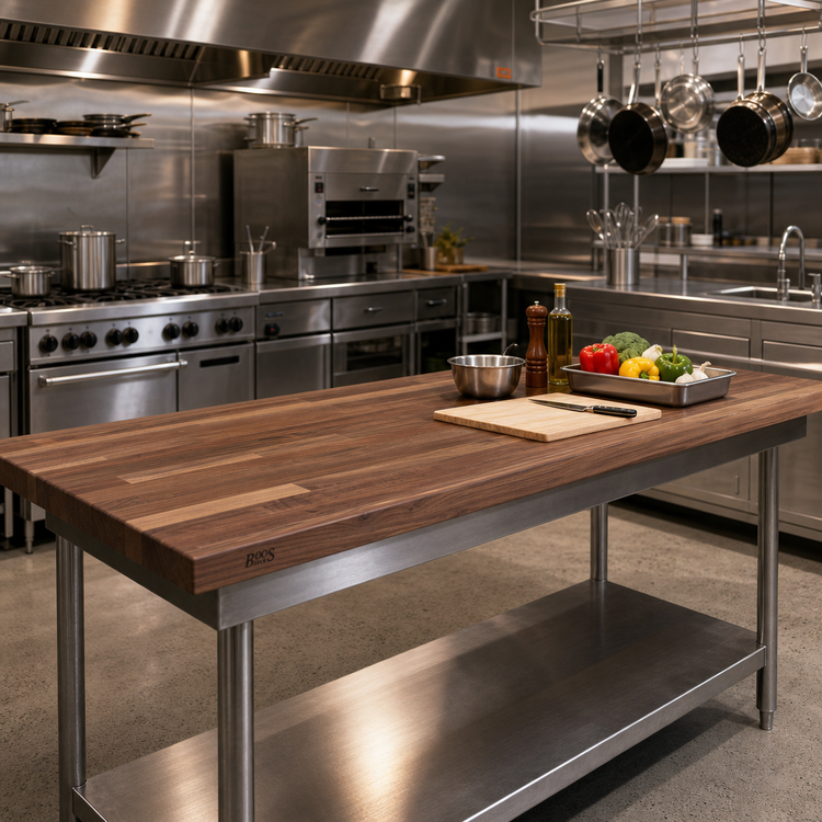 Product image #2 for Boos Block American Black Walnut Blended Rails Edge Grain Kitchen Countertop, 96 x 30 x 1-1/2 Inch, Penetrating Oil Finish