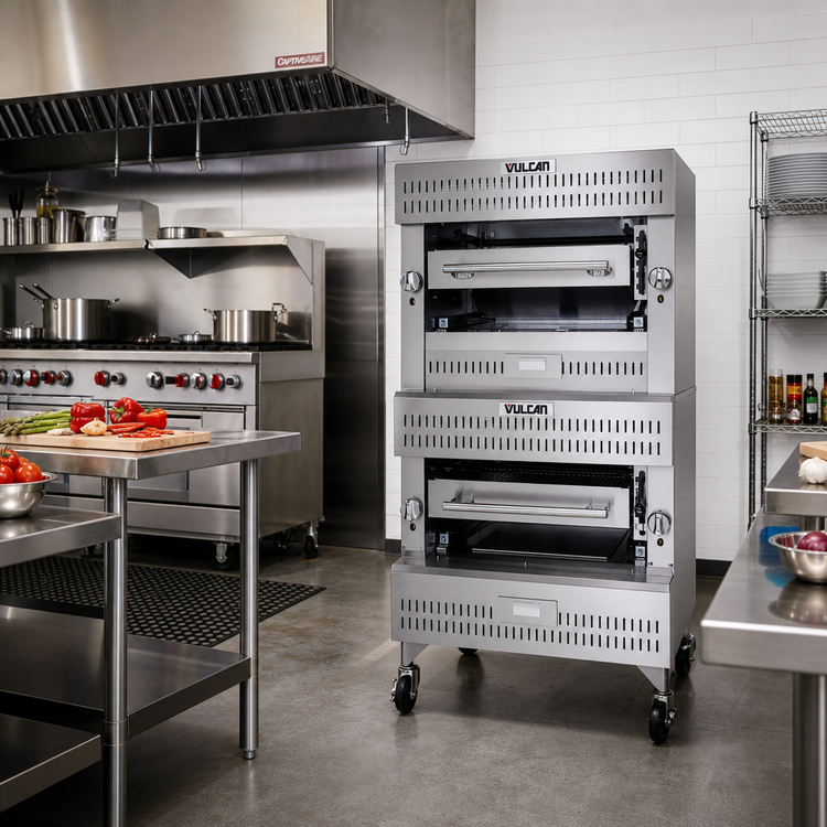 Product image #2 for Vulcan V Series 36-Inch Heavy-Duty Double Deck Gas Upright Broiler with Ceramic Over Infrared Heat
