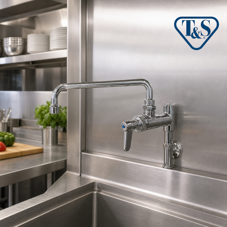 Product image #2 for T&S Brass Pre-Rinse Add-On Faucet with 12-Inch Swing Nozzle, 2.2 GPM VR Aerator, and Lever Handle