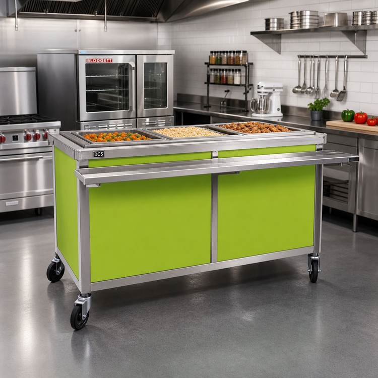 Product image #2 for Director's Choice DCS3-HFU-B-3 Mobile Hot Food Table, 3-Well, 3-Phase Electric