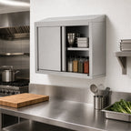 Thumbnail image #2 for John Boos WCS-36 36-Inch Wall-Mounted Stainless Steel Cabinet with Sliding Doors, Fixed Shelf, and Sloped Top