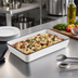 Thumbnail image #2 for American Metalcraft Endurance Rectangular Melamine Serving Bowl, 82 oz., White with Black Rim