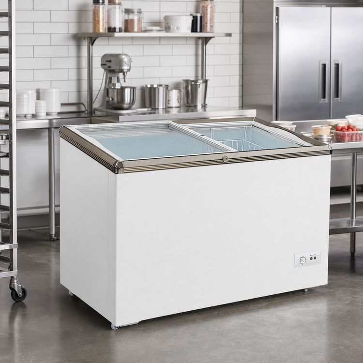 Product image #2 for Omcan USA 11.0 Cu. Ft. Commercial Ice Cream Freezer with 2 Sliding Glass Doors and Lock