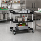 Thumbnail image #3 for Winco UC-3019K 3-Tier Plastic Utility Bus Cart, 400 lb Capacity, 40-3/4 x 19-1/2 x 37-3/8 Inches, Black