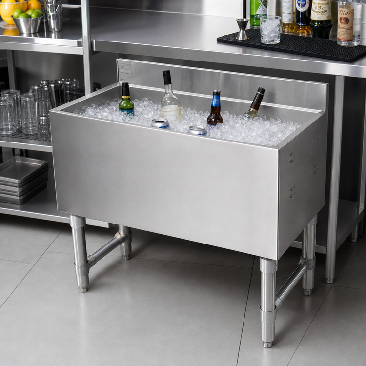 Product image #2 for 48 Inch Stainless Steel Underbar Ice Chest with 130 lb. Ice Capacity