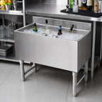 Thumbnail image #2 for Klinger's Trading IC1848 48-Inch Stainless Steel Underbar Ice Chest, 130 lb Capacity, 11-Inch Deep Bin, 4-Inch Backsplash, No Cold Plate