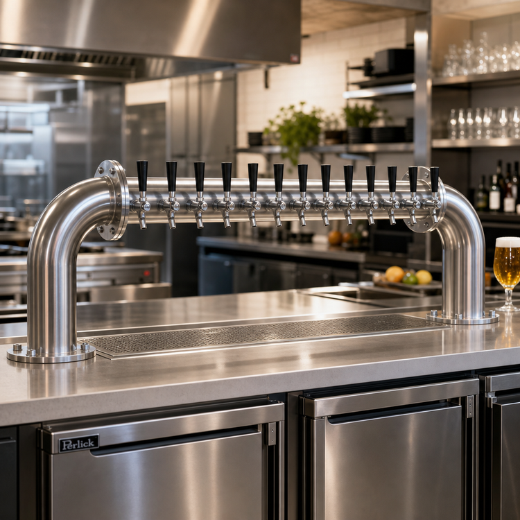 Product image #2 for Perlick 4065-20 Pass-Thru Glycol-Cooled Countertop Draft Beer Tower, 20 Faucets