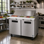 Thumbnail image #2 for Hoshizaki Steelheart SR48B-18M 48-Inch 2-Section Mega Top Reach-In Prep Refrigerator, Stainless Steel, 18-Pan Rail