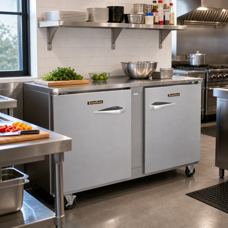 Product image #2 for Dealer's Choice 48-Inch Two-Section Compact Undercounter Freezer with Solid Doors, Right/Right Hinged