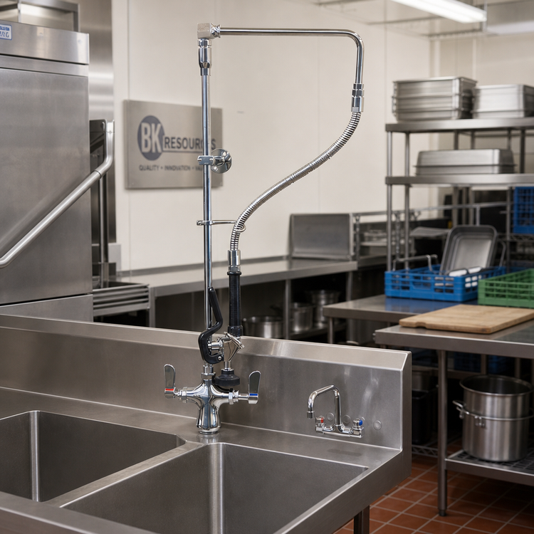 Product image #2 for BK Resources OptiFlow Single-Hole Deck Mount Swing Arm Pre-Rinse Assembly with 10-Inch Add-On Faucet