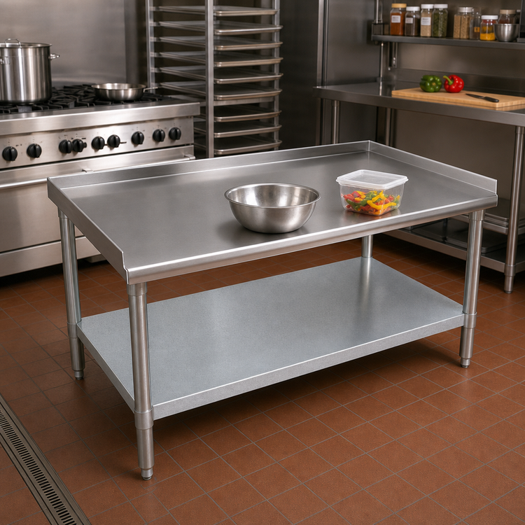 Product image #2 for BK Resources 37" x 30" Stainless Steel Equipment Stand with 3-Sided Riser and Galvanized Undershelf