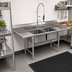 Thumbnail image #2 for Eagle Group 414 Series Floor Model Two-Compartment Sink with Left and Right Drainboards, 72-1/4