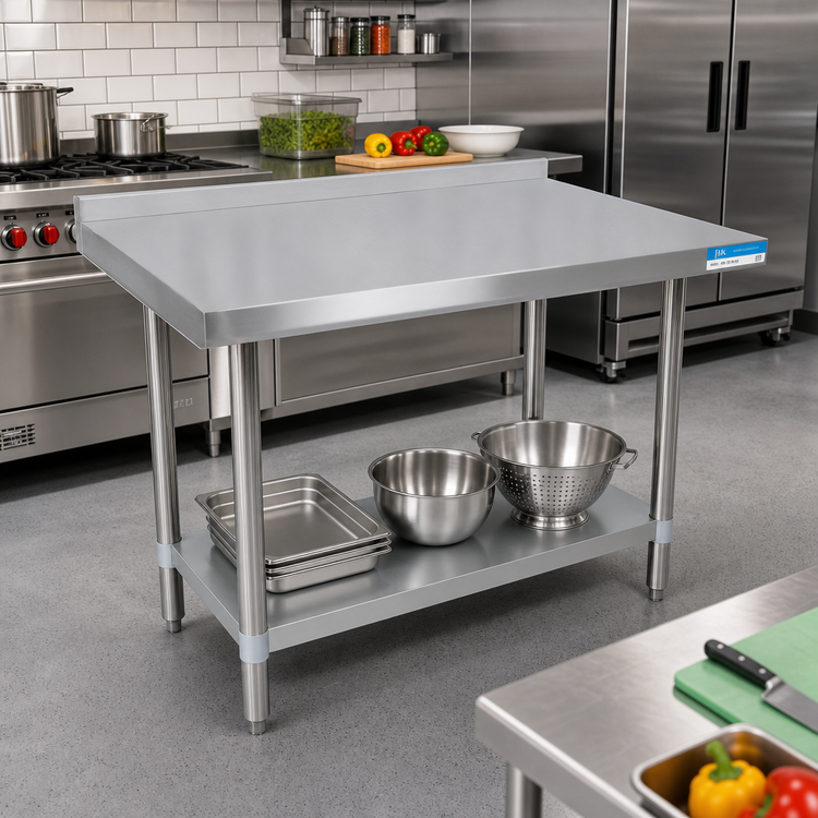 Product image #2 for BK Resources VTTR-1872 72-Inch x 18-Inch Stainless Steel Work Table with 1-1/2-Inch Rear Riser and Adjustable Undershelf