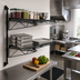 Thumbnail image #2 for Quantum Cantilever Double Shelf Wall-Mount Wire Shelving Unit, 36 x 21 Inch Shelves, Black Epoxy Antimicrobial Finish