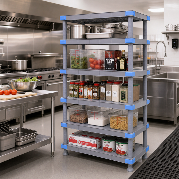 Product image #2 for Millenia 48"W x 24"D x 74"H Solid Polymer Starter Shelving Unit with 5 Shelves
