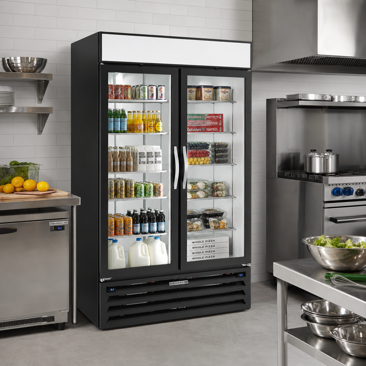 Product image #3 for Beverage-Air MarketMax Dual-Temp 2-Section Reach-In Glass Door Refrigerator/Freezer Merchandiser, 52 Inch, Bottom Mount