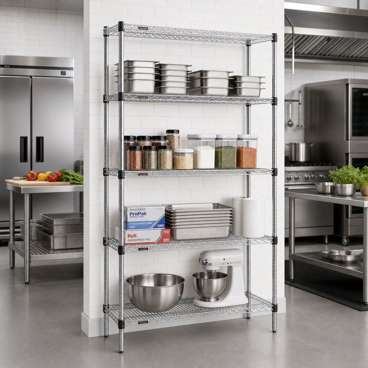 Product image #2 for Add-A-Shelf 4-Tier Stationary Wire Shelving Starter Unit, 36W x 14D x 63H, Chrome Finish