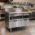 Thumbnail image #2 for La Rosa 90 Inch x 30-1/2 Inch Stainless Steel Dry-Drawer Equipment Stand with 4 Drawers and Richlite Cutting Board