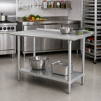 Thumbnail image #2 for Advance Tabco FLG-300 30" x 30" Corner Work Table, 14-Gauge Stainless Steel Top, Adjustable Galvanized Undershelf, 1-1/2" Rear Up-Turn