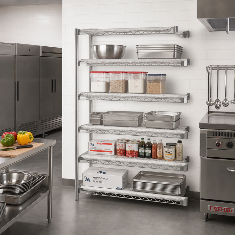 Product image #2 for Eagle Group 5-Tier Add-On Wire Shelving Unit with QuadTruss® Shelves, 48W x 21D x 86H, Stainless Steel Finish