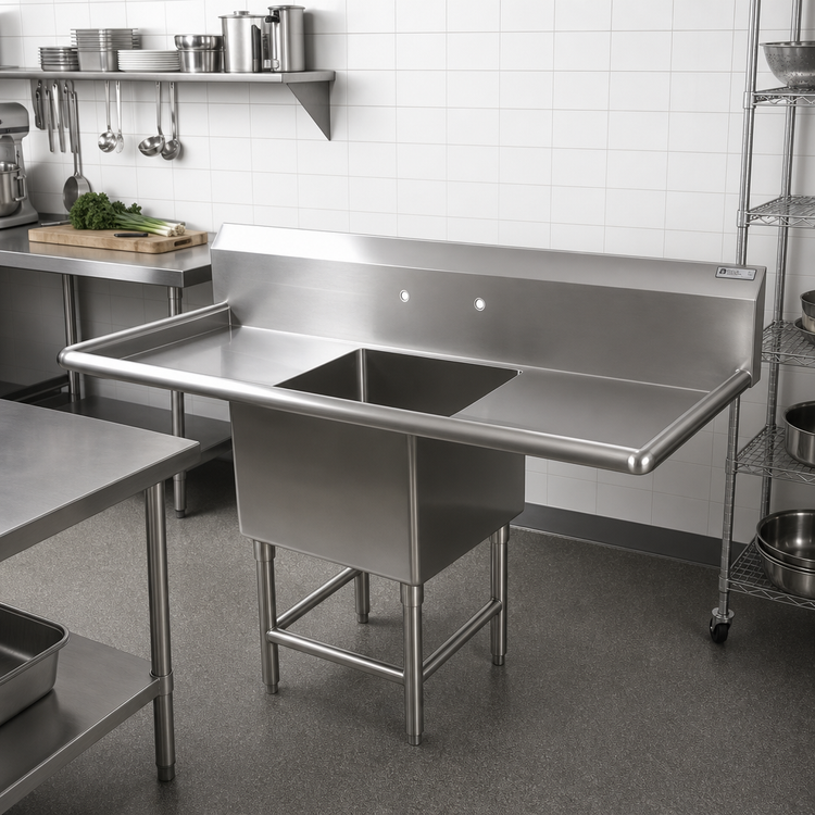Product image #2 for John Boos Pro-Bowl 1-Compartment Stainless Steel Sink with Dual Drainboards, 69-1/4 Inch Wide