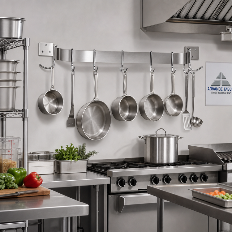 Product image #2 for Advance Tabco Special Value 48-Inch Wall-Mounted Single-Bar Stainless Steel Pot Rack