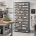 Thumbnail image #2 for Quantum Heavy-Duty Stationary Wire Shelving Unit with 96 Clear Bins, 36 x 12 x 75 Inches