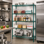 Thumbnail image #2 for Quantum WR74-1460P-5 Wire Shelving Starter Unit, 60"W x 14"D x 74"H, 5 Shelves, Green Epoxy Finish