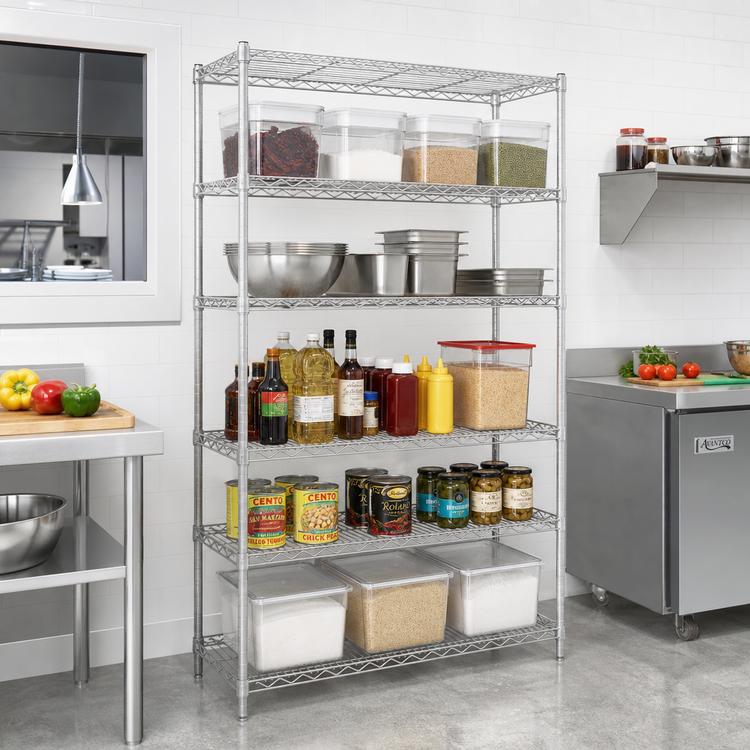 Product image #2 for Redi-Pak 5-Tier Stationary Wire Shelving Unit, 36W x 18D x 74H, Hybrid Epoxy Finish