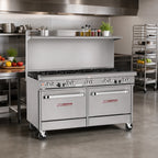 Thumbnail image #2 for Southbend (Middleby) Ultimate 4603CC-7R 60-Inch Gas Restaurant Range with 8 Burners, 2 Cabinets, and Hi-Shelf Backriser