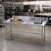 Thumbnail image #2 for Advance Tabco 144-Inch x 36-Inch 14 Gauge 304 Stainless Steel Work Table with 5-Inch Backsplash and Galvanized Open Base