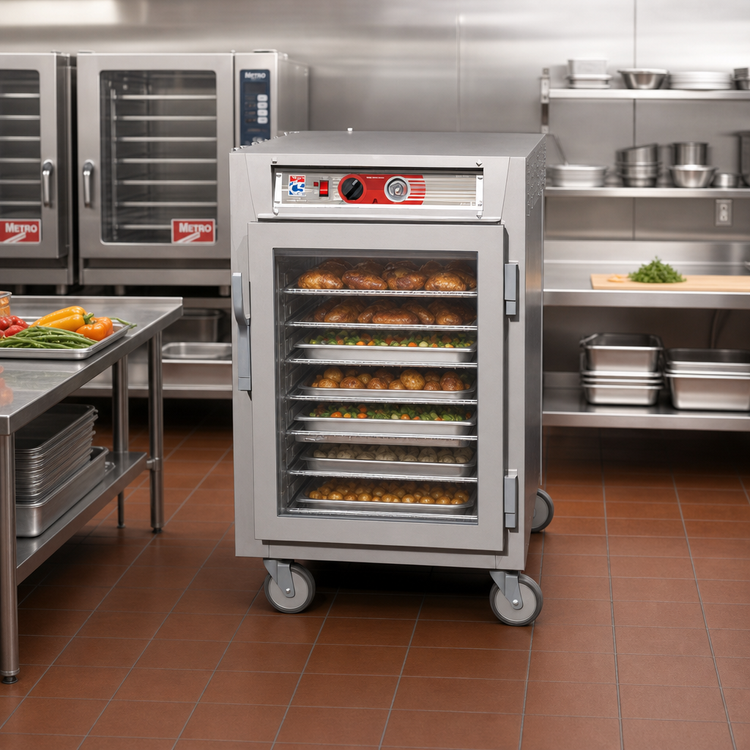 Product image #2 for Metro C5 6 Series Half-Height Mobile Heated Holding Cabinet with Tempered Clear Glass Doors and Universal Wire Slides
