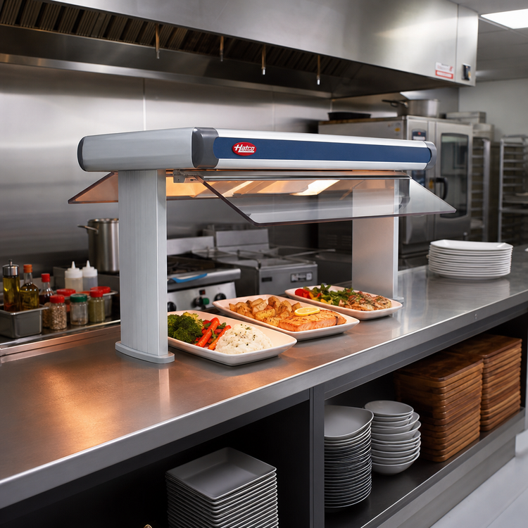 Product image #2 for Hatco Glo-Ray Designer Dual Infrared Strip Heater, 57-1/2 Inch Wide, High Wattage, 3 Inch Spacer, 14 Inch Designer Stands