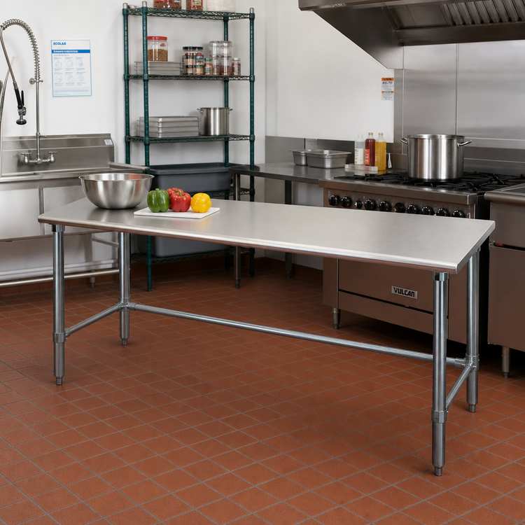 Product image #2 for Eagle Group BlendPort® Budget Series 72 Inch x 24 Inch 430 Stainless Steel Work Table with Open Galvanized Base