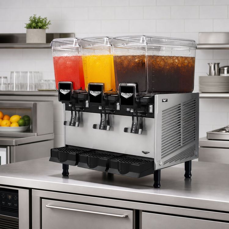 Product image #2 for Vollrath 3-Bowl Countertop Refrigerated Beverage Dispenser with Fountain Spray Circulation and 3.17-Gallon Bowls
