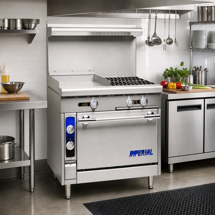 Product image #2 for 36-Inch Gas Range with 2 Open Burners, 18-Inch Griddle, and Open Cabinet Base