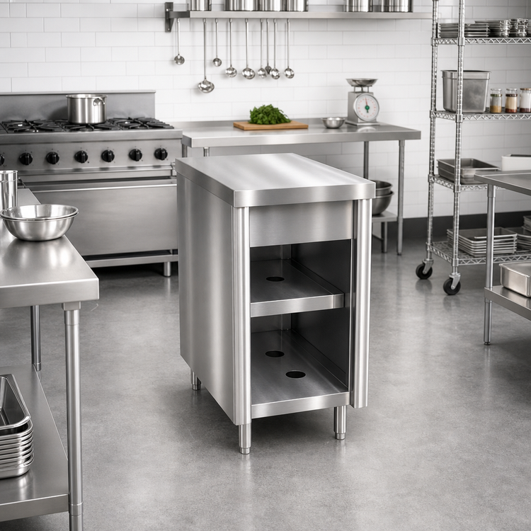 Product image #1 for Duke Thurmaduke Solid Top Utility Counter with Open Rear and Undershelves, 18 x 32 x 36 Inches