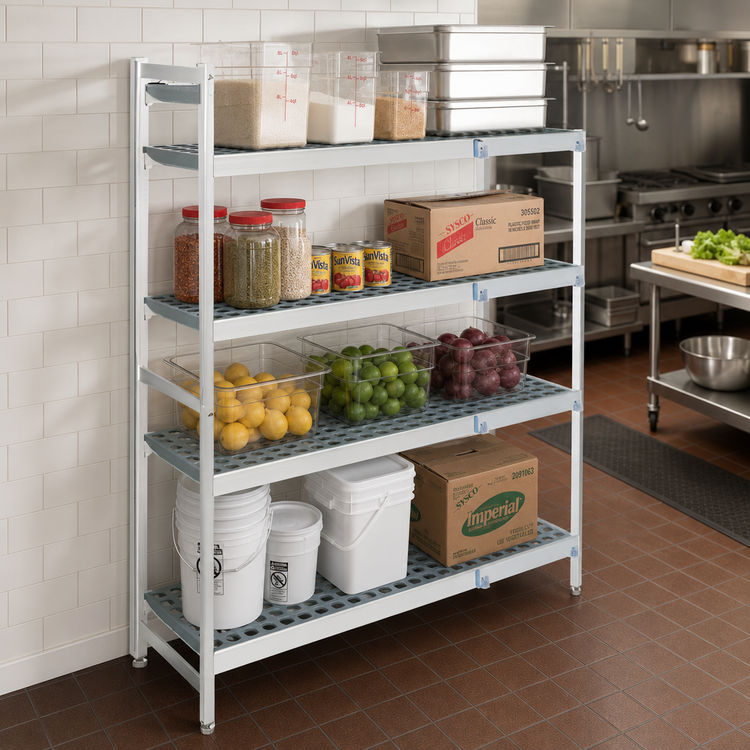 Product image #2 for Fermostock Four-Tier Polymer Corner Expansion Shelving Kit, 68W x 22D x 71H Inches