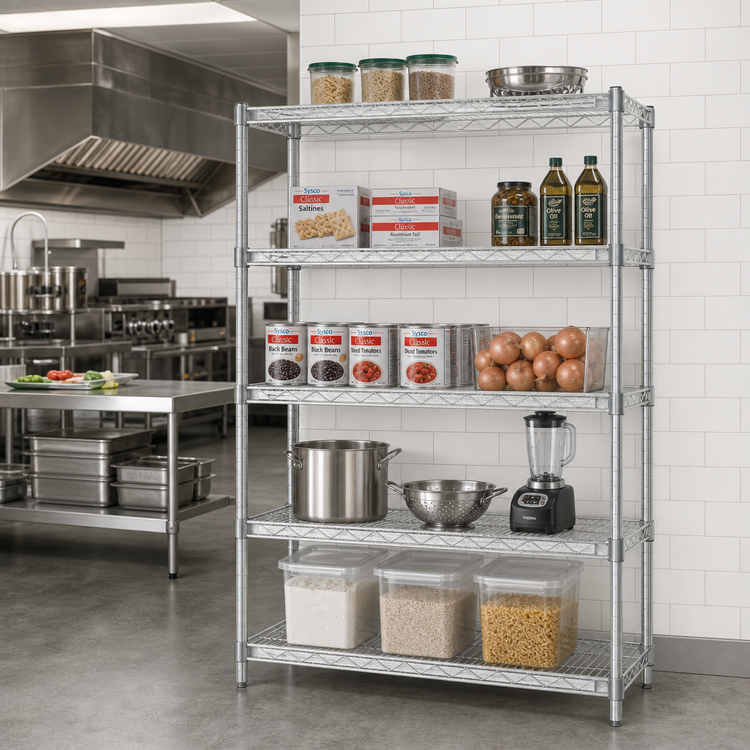 Product image #2 for EAGLEbrite 5-Tier Add-On Wire Shelving Unit, 42W x 21D x 74H, Zinc Finish