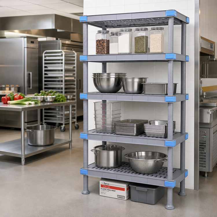 Product image #2 for Millenia 54"W x 24"D x 86"H Polymer Shelving Starter Unit with 5 Open Grid Shelves