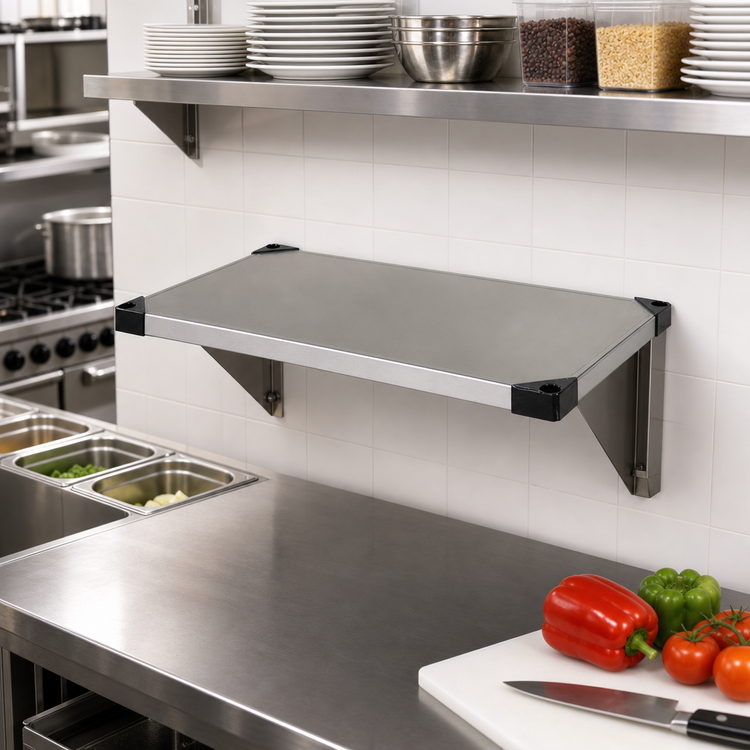 Product image #2 for Quantum 30"W x 18"D Solid 304 Stainless Steel Shelf with Marine Edge