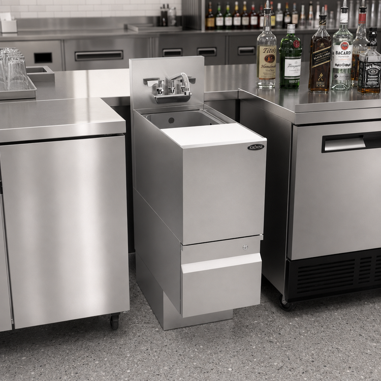 Product image #2 for Krowne Alchemy Series 12-Inch Wide Underbar Speed Station / Dump Sink with Cutting Board